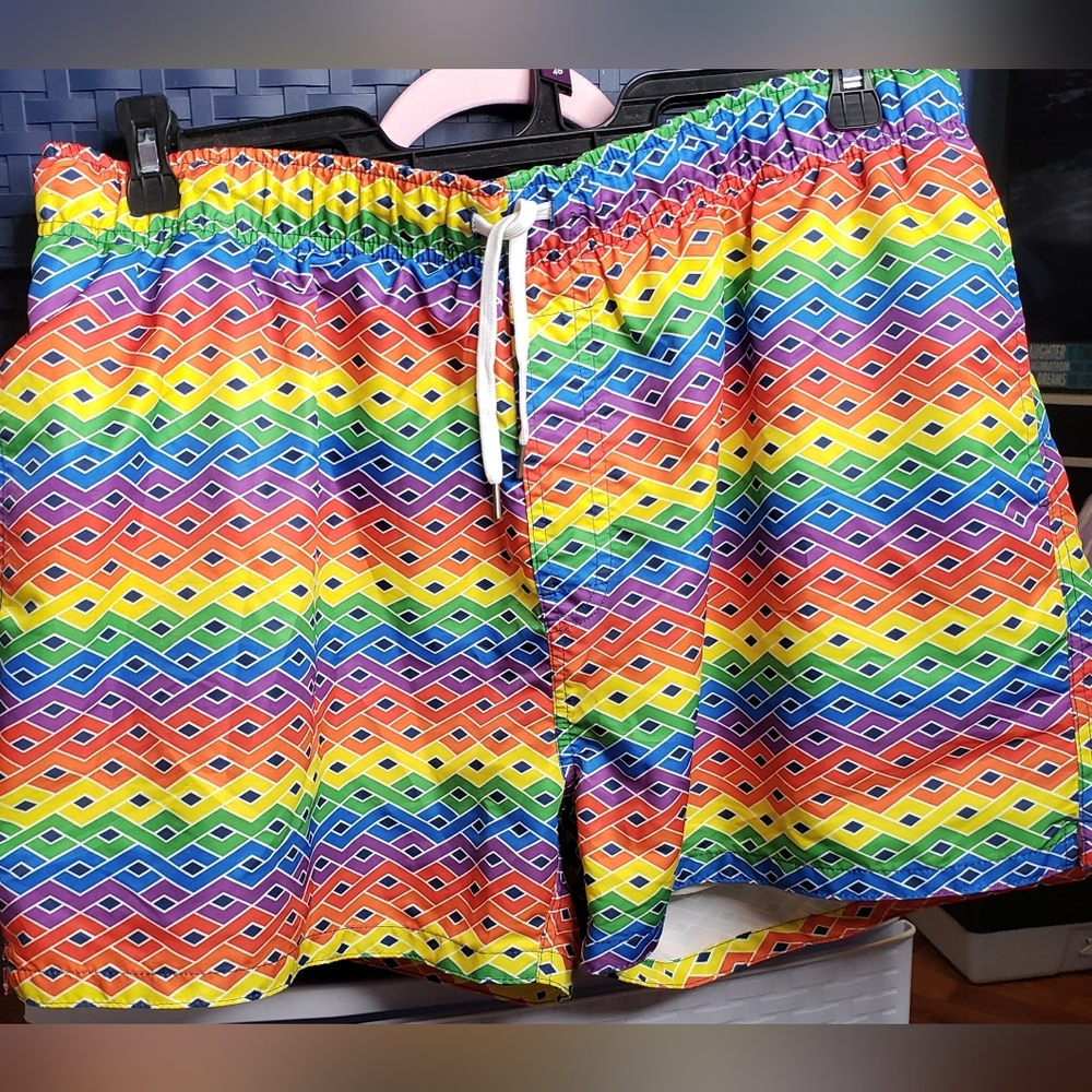 Evolve Pride Rainbow Beach Shorts "4 inch seam Size XXL